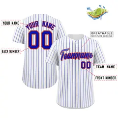 White Royal Orange Stripe Fashion Authentic Baseball Jersey 2