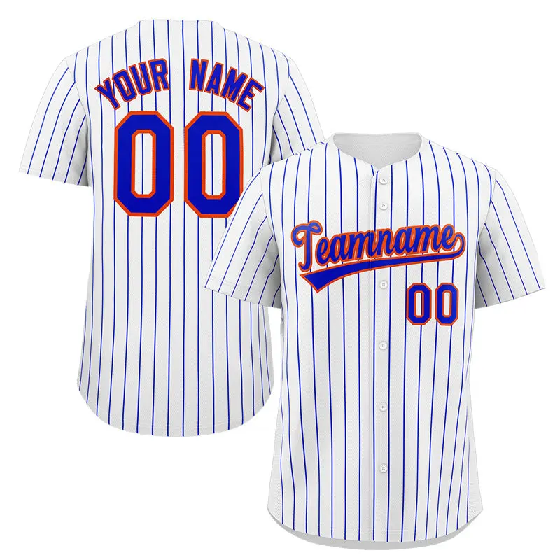White Royal Orange Stripe Fashion Authentic Baseball Jersey
