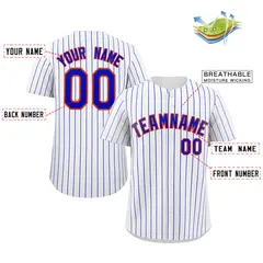 White Royal Orange Stripe Fashion Authentic Baseball Jersey 2