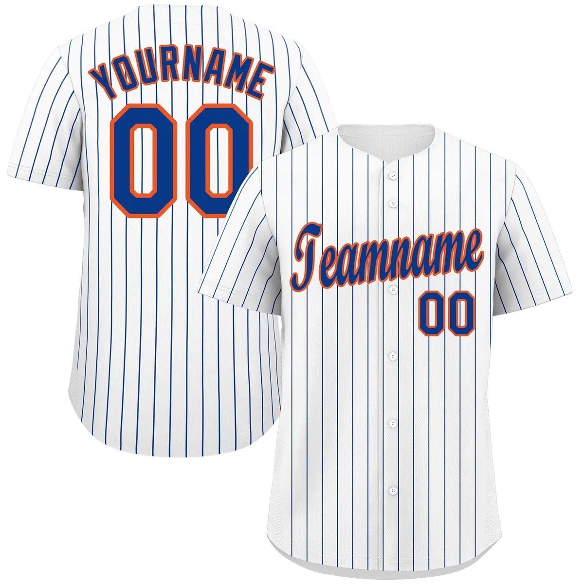 White Royal Orange Stripe Fashion Authentic Baseball Jersey