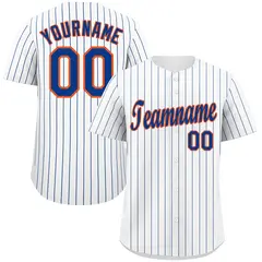 White Royal Orange Stripe Fashion Authentic Baseball Jersey 1