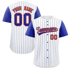 White Royal-Orange Striped Raglan Sleeves Baseball Jersey