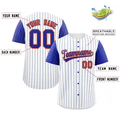 White Royal-Orange Striped Raglan Sleeves Baseball Jersey 2