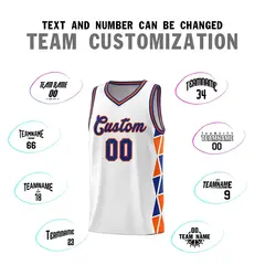 White Royal-Orange Triangle Splicing Basketball Jersey 3
