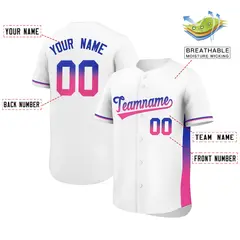 White Royal-Pink Gradient Side Baseball Jersey 2