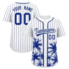 White Royal Pinstripe Coconut Tree Authentic Baseball Jersey