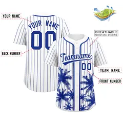 White Royal Pinstripe Coconut Tree Authentic Baseball Jersey 2