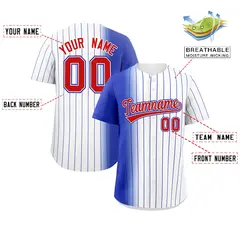 White Royal Pinstripe Gradient Baseball Jersey 2