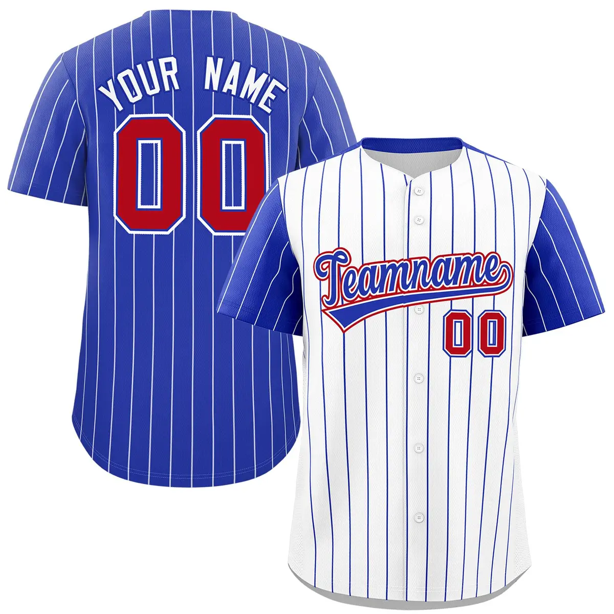 White Royal Pinstripe Raglan Sleeves Baseball Jersey