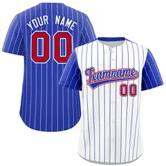 White Royal Pinstripe Raglan Sleeves Baseball Jersey