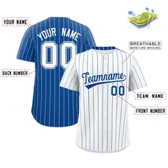 White Royal Pinstripe Two-Tone Authentic Baseball Jersey 2