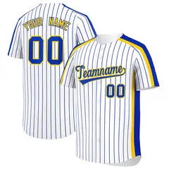 White Royal Pinstripe Two-tone Side Baseball Jersey