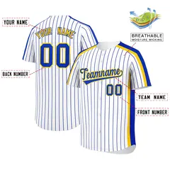 White Royal Pinstripe Two-tone Side Baseball Jersey 2