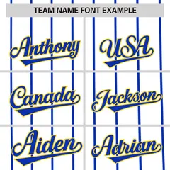 White Royal Pinstripe Two-tone Side Baseball Jersey 3