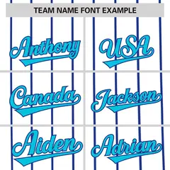 White Royal Pinstripe Two-tone Side Baseball Jersey 3