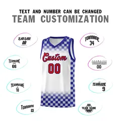 White Royal Plaid Pattern Basketball Jersey Sports Uniform 4