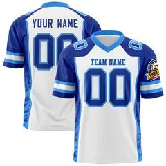 White Royal-Powder Blue Raglan Side Pattern Football Jersey 1