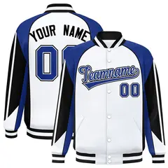 White Royal Raglan Color Block Varsity Letterman Jacket 1