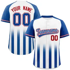 White Royal Raglan Gradient Thick Stripe Baseball Jersey 1