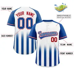 White Royal Raglan Gradient Thick Stripe Baseball Jersey 2