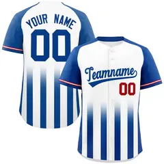 White Royal Raglan Gradient Thick Stripe Baseball Jersey 1