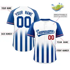 White Royal Raglan Gradient Thick Stripe Baseball Jersey 2