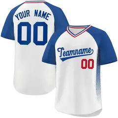 White Royal Raglan Side Spot Pullover Baseball Jersey
