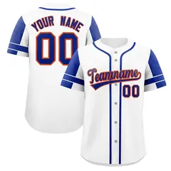 White Royal Raglan Sleeves Authentic Baseball Jersey