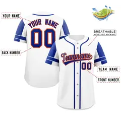 White Royal Raglan Sleeves Authentic Baseball Jersey 2