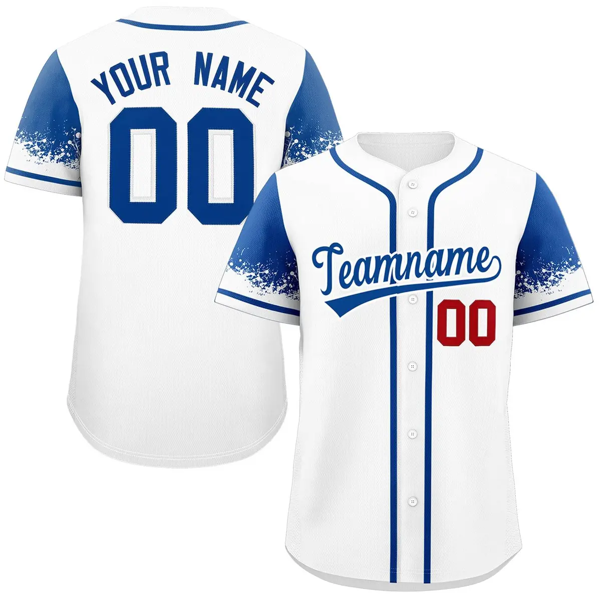 White Royal Raglan Sleeves Authentic Baseball Jersey