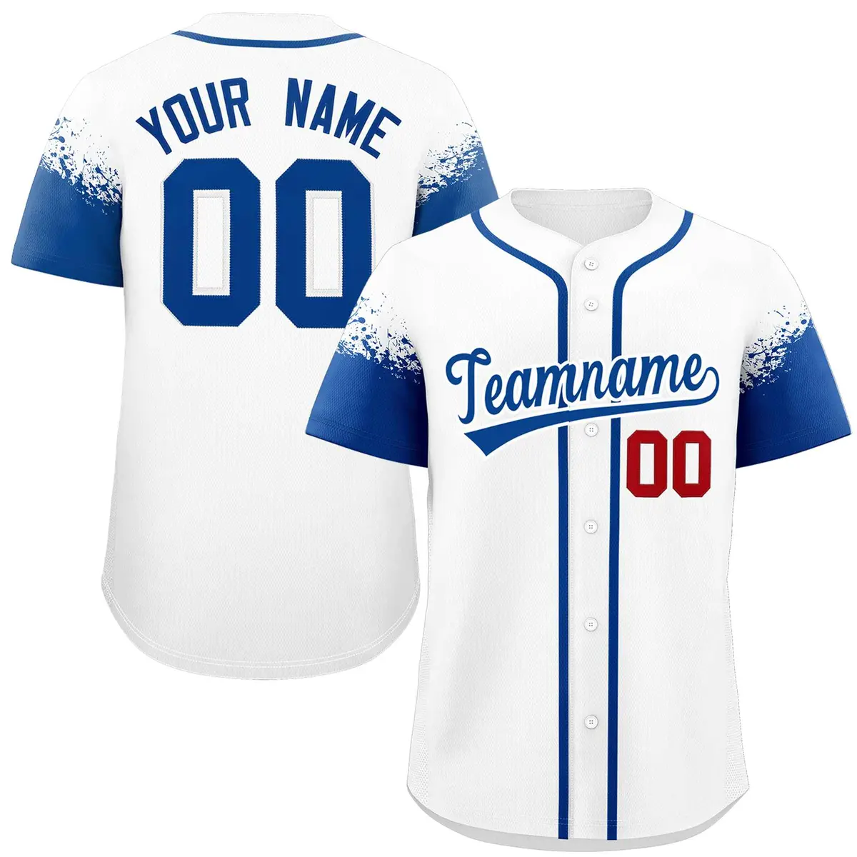 White Royal Raglan Sleeves Authentic Baseball Jersey