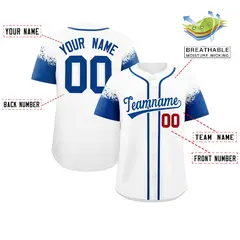 White Royal Raglan Sleeves Authentic Baseball Jersey 2