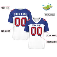White-Royal Raglan Sleeves Authentic Football Jersey 3