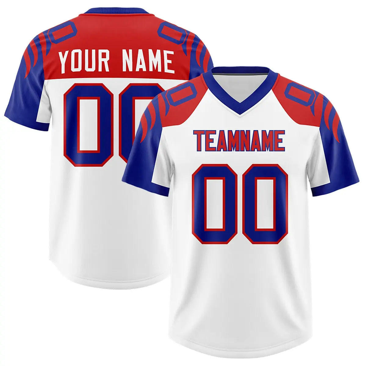 White Royal Raglan Sleeves Authentic Football Jersey