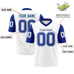 White Royal Raglan Sleeves Authentic Football Jersey 2