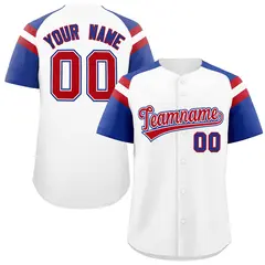 White Royal Raglan Sleeves Contrast Baseball Jersey
