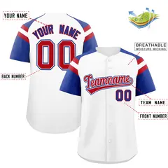 White Royal Raglan Sleeves Contrast Baseball Jersey 2