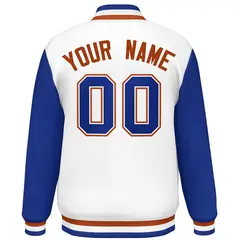 White Royal Raglan Sleeves Varsity Letterman Baseball Jacket 4