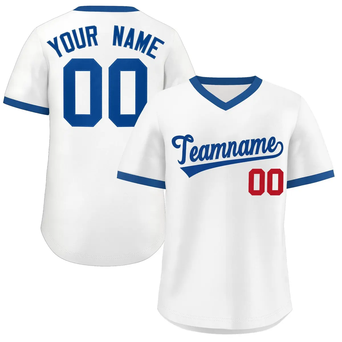White Royal-Red Authentic Pullover Baseball Jersey