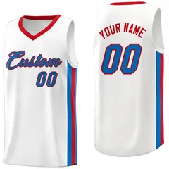 White Royal-Red Classic Athletic Casual Basketball Jersey