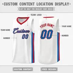 White Royal-Red Classic Athletic Casual Basketball Jersey 2