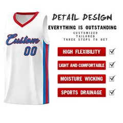 White Royal-Red Classic Athletic Casual Basketball Jersey 4