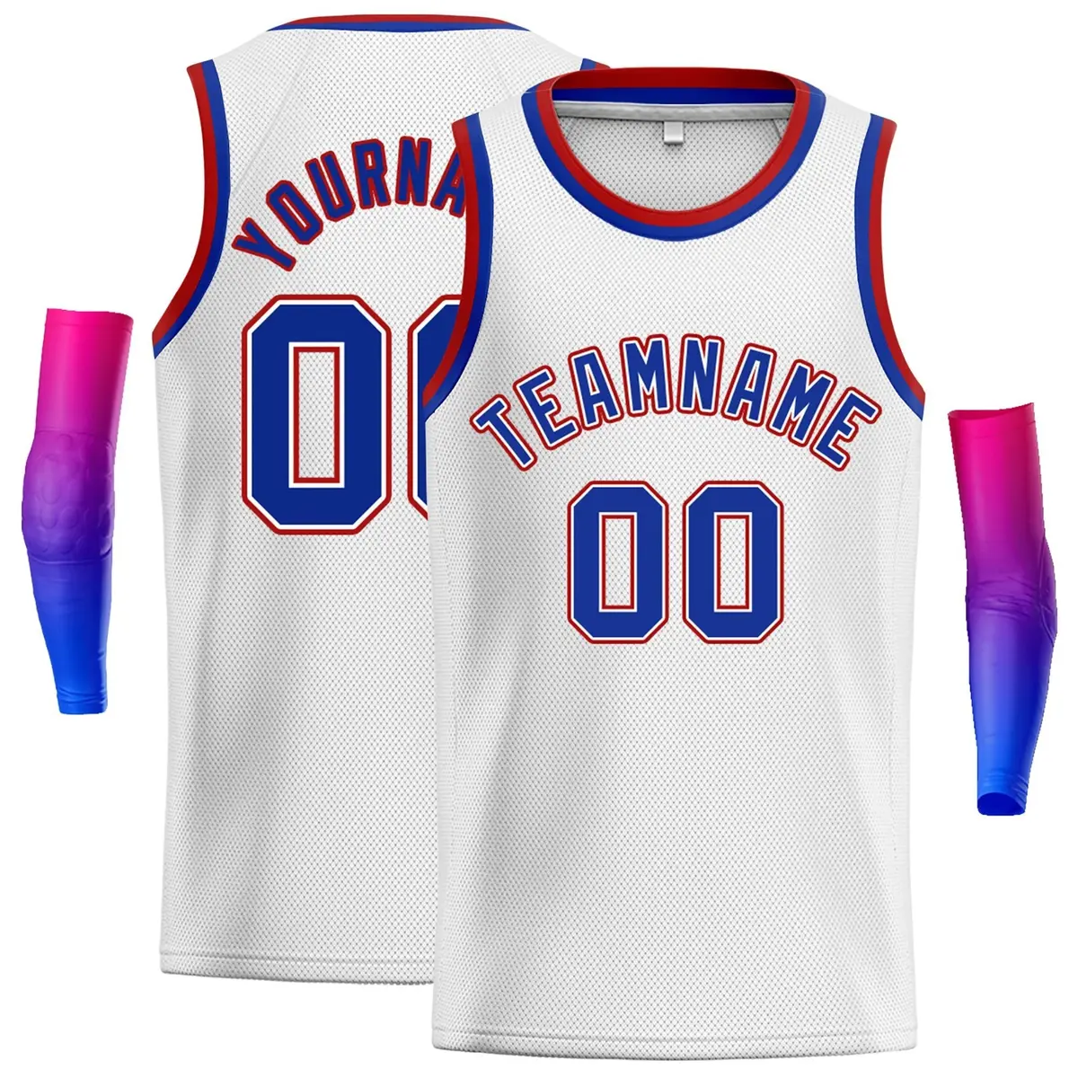 White Royal-Red Classic Casual Men Basketball Jersey