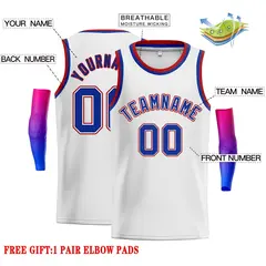 White Royal-Red Classic Casual Men Basketball Jersey 2