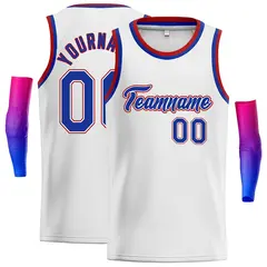 White Royal-Red Classic Casual Men Basketball Jersey