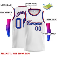 White Royal-Red Classic Casual Men Basketball Jersey 2