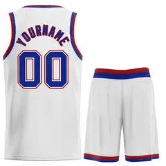 White Royal-Red Classic Curved Sets Basketball Jersey 2