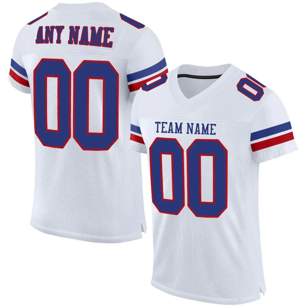White Royal-Red Classic Mesh Authentic Football Jersey