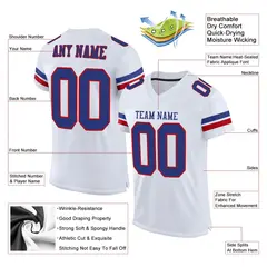 White Royal-Red Classic Mesh Authentic Football Jersey 2