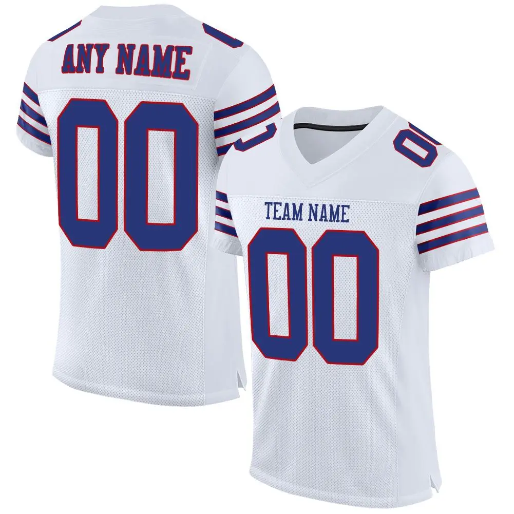 White Royal-Red Classic Mesh Authentic Football Jersey